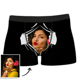 Custom Man Face On Tearing Boxer Shorts