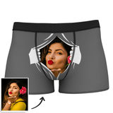 Custom Man Face On Tearing Boxer Shorts