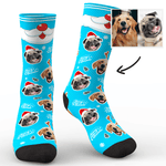 Custom Photo Socks Merry Christmas Dog