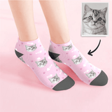 Custom Low Cut Ankle Face Socks Cat