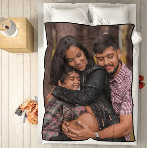 Personalized Family Photo Cover Whole Fleece Custom Blanket