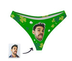 Women's Custom Face Thong - Green Lucky clover