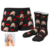 Custom Heart Boxer Shorts And Socks Set