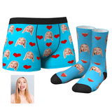 Custom Heart Boxer Shorts And Socks Set