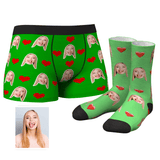 Custom Heart Boxer Shorts And Socks Set