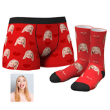 Custom Heart Boxer Shorts And Socks Set
